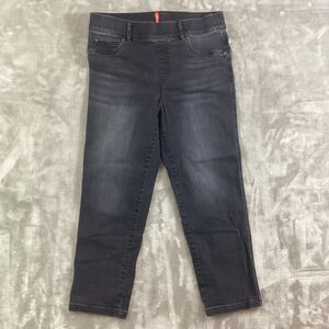 Spanx Stretch Straight Leg Jeans - Petite Large - Black - High Rise - 25" Inseam